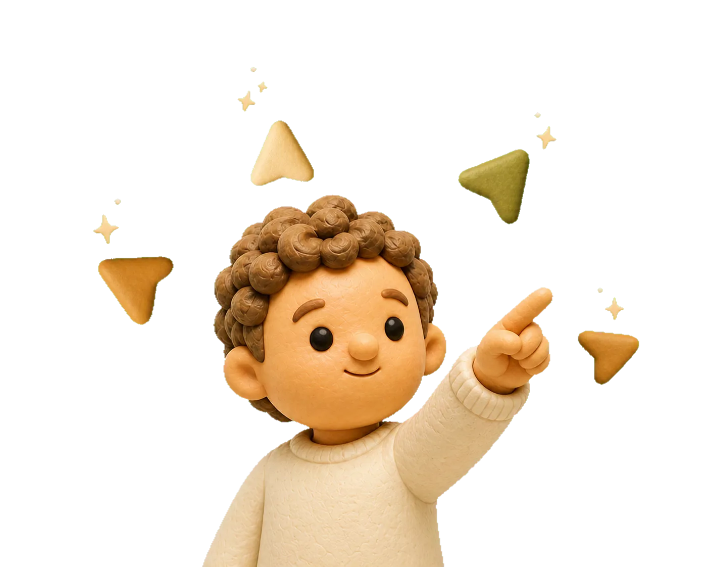 Clay-style character directing AI tools