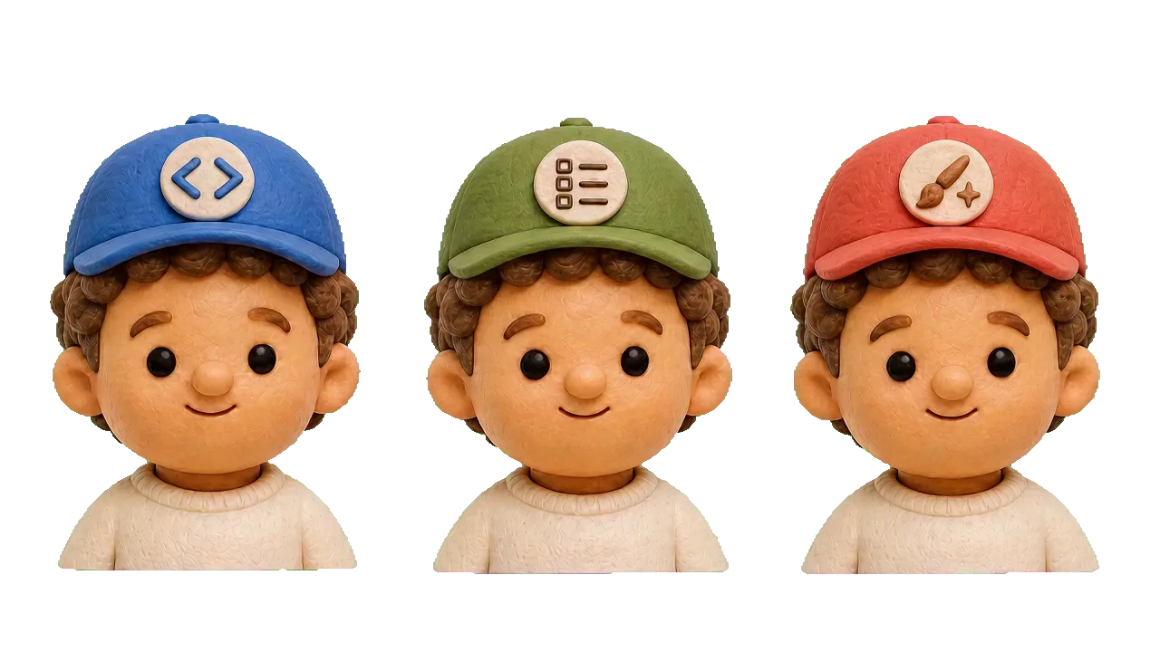 Clay-style character translating between roles