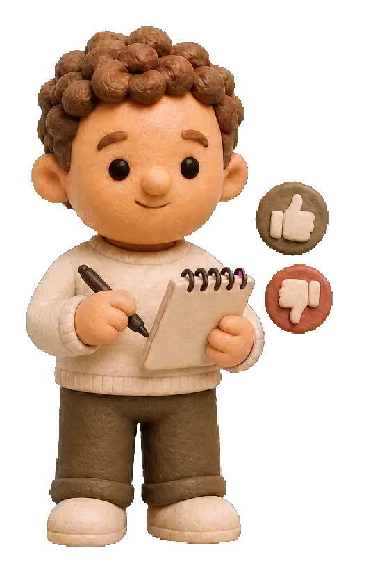 Clay-style character improving through iteration